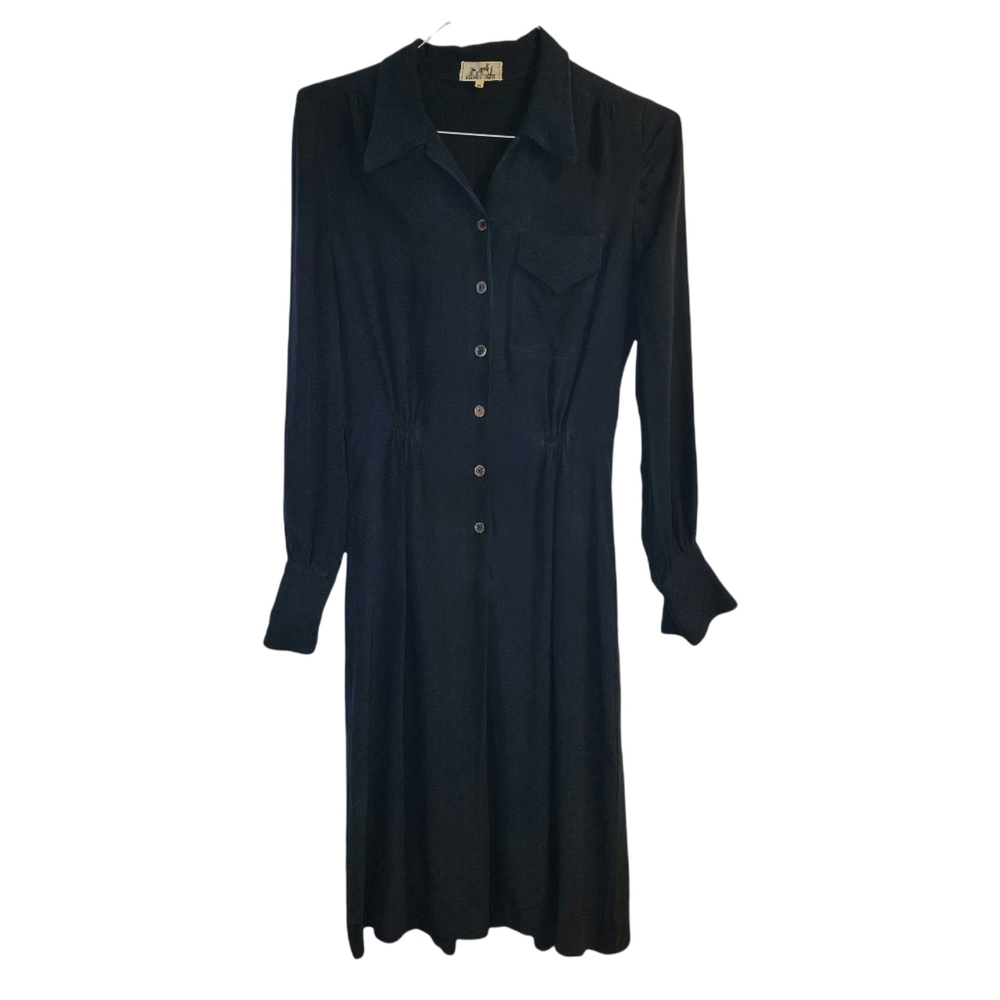 HERMÈS Shirt Dress Silk Vintage H logo